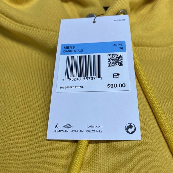 Nike Air Jordan Men's Statement Hoodie Yellow Flight Jumpman - Picture 6 of 7
